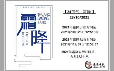 【二十四节气 – 霜降 – 中医养生】23/10/2021