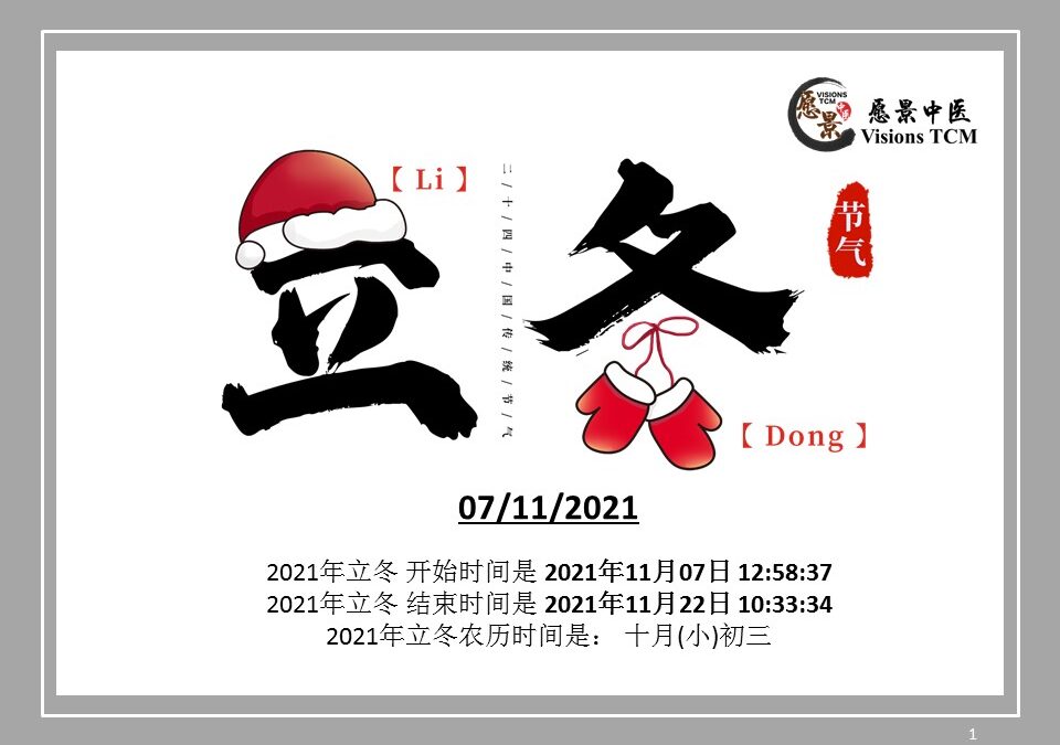【二十四节气 – 立冬 – 中医养生】07/11/2021