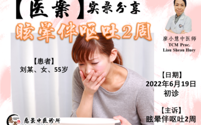 【医案实录】眩晕伴呕吐2周 – 廖小慧医师